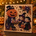 Detailansicht des Halloween-Perlenkunst-Sets mit Kürbis und kostümierten Charakteren - Halloween Perlenkunst Set C