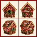 Multi-angle view of DIY pearl art Christmas birdhouse with snowflake and stocking motif - Christmas Sock