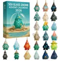 Set regalo Calendario dell'Avvento Sea Glass Gnome 2026 con 24 ciondoli artigianali - 24 Giorni Calendario dell'Avvento Scatola Regalo / Set da 24 pezzi