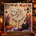 Detailansicht eines Halloween Mumien DIY Perlenkunst-Sets mit strukturierten Perlen - Halloween Perlenkunst Set G