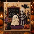 Detailansicht des DIY Halloween Geist und Skelett Perlenkunst Leinwand Kits. - Halloween Perlenkunst Set H