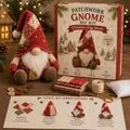 Detailoverzicht van de kerst DIY patchwork kabouter kit inclusief stoffen en gids - Kersenkabouter