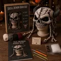 Vue détaillée du kit de crochet DIY tête de démon d'Halloween avec tous les accessoires - Style Démon Crâne