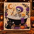 Nahaufnahme der komplizierten Perlentexturen am Halloween Skelett DIY-Kunstset - Halloween Perlenkunst Set J