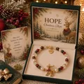 Festive Christmas blessings bracelet with deer charm and holiday gift box - Reindeer (Bracelet Card Packaging)