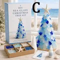 Vista dettagliata del kit albero di Natale in vetro marino fai da te con vetro blu - Stile C / Serie Blu (Stile C)