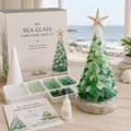 Primo piano del kit albero di Natale in vetro marino fai-da-te con accessori - Stile B / Serie Verde Trasparente (Stile B)