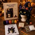 Kit complet de crochet DIY pour capuche de sorcière chat d'Halloween avec matériel - Style Chat Noir Sorcier