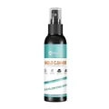 Close-up of EELHOE mold cleaner spray bottle showing detailed English label instructions - 100ml