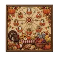 Pintura de diamante con perlas DIY con animales de cosecha y calabazas en marco de madera - Pumpkin Ferris Wheel