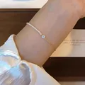 Elegant bracelet featuring delicate pearls and a sparkling zircon on a gold chain - Pearl Rhinestone Thin Chain Style (MY36416)
