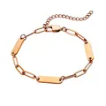 Bracelet élégant en acier inoxydable or rose avec maillons trombone et plaques à graver - Style 3 (Chaîne Trombone) / 1 Plaque à Graver / Or rose