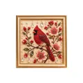 Elegante kit de arte con perlas DIY con cardenal rojo y flores rosas en marco dorado. - Cardenal / 1 Pieza