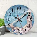 Horloge murale silencieuse thème océan avec phare et coquillages pour déco marine - Design No.7 / 12 Pouces