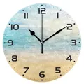 Horloge murale ronde silencieuse décorative avec un paysage de plage pittoresque - Design No.11 / 10"