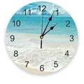 Horloge murale ronde créative avec paysage de plage et chiffres arabes pour décoration - Motif 30 / 10"
