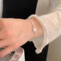Elegant minimalist silver-tone geometric pig nose link chain bracelet for stylish women - Pig Nose Geometric Style (MY32191)