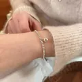 Minimalist silver beaded bracelet with round charm for women, elegant and versatile style. - Silver Bead Pendant Style (MY35826)