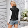 Back view of a classic black washed denim vest for women, casual streetwear style - S / Tops / Black and Gray