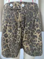 Stylish women's casual leopard print denim shorts featuring classic button fly detail - S / Bottoms / Leopard Print