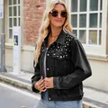 Close-up of black washed denim jacket featuring elegant pearl embellishments on shoulders. - S / Pearl Decorated Top / Black and Gray
