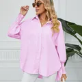 Chemise rayée rose et blanc avec poignets plissés élégants et coupe décontractée - S / Top (MF9005) / Rose
