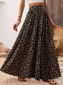 Elegant leopard print maxi skirt for women with a high-waisted flowing design - S / Bottoms / Leopard Brown