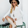Stylish white denim waistcoat for women featuring a sleeveless design and button-up front. - S / Top (MF11118) / White