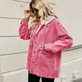 Stijlvol roze spijkerjack met capuchon voor dames met een vintage casual losse pasvorm. - S / Tops / Detachable Hooded / Roze