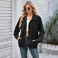 Veste en jean noir délavé vintage pour femme style décontracté - S / Hauts / Noir et Gris