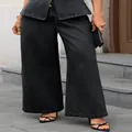 Elegant washed black denim set featuring a sleeveless vest and high-waist wide-leg pants - S / Bottoms / Black and Gray
