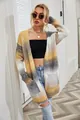 Detailed view of women's oversized ombre gradient striped knit cardigan sweater with pockets - 3XL / Tops / Brown (Horizontal Pocket Style)
