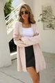 Close-up detail of a soft pink fuzzy knit cardigan featuring a classic herringbone pattern - S / Tops / Pink