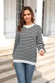 Elegante zwart-wit gestreepte gebreide trui met lange mouwen voor dames, casual buitenstijl. - S / Top (T9219) / Zwart
