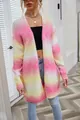 Vibrant rainbow tie-dye long knit cardigan sweater for women in loose fit - S / Tops / Watermelon red