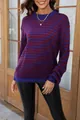 Europese stijl gebreide trui met lange mouwen en opvallende blauwe en rode strepen - S / Top (T9219) / Blauw