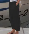 Dames casual zwarte broek met functionele zijzakken, effen kleur SKU variant weergave - Zwart