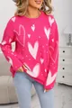 Detailed macro view of the soft pink knitted texture and sweet heart pattern design - S / Tops / Rose Red