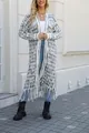 Long plaid knit cardigan with fringe detail and open front design for women fashion - S / Tops / Black