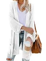 Mittellange oversized weiße Strickjacke für Damen im weichen und lässigen Stil - Gebrochenes Weiß