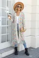 Bohemian style long knit cardigan sweater with vibrant colorful tassel details - Green