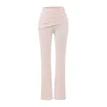 Pantalon évasé rose pâle à taille haute avec ceinture drapée asymétrique de créateur - S / Bas / Rose Crème