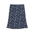Jupe midi vintage à fleurs bleu marine et taille haute pour un look d'été léger - S / Fleurs Bleu Marine