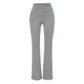 Pantalon de yoga évasé gris avec une taille haute drapée asymétrique vraiment unique. - S / Bas / Gris Chiné