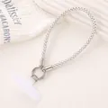 Luxury silver rhinestone phone lanyard wrist strap with sparkling crystals for protection - Checkered Rhinestone Charm (K5361) / White