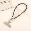 Short luxury rhinestone phone wrist strap in elegant dark grey finish for anti-lost - Charm / Small Bead Charm with Connector (K5571) / Gray