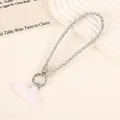 Luxury rhinestone phone wrist strap lanyard with silver metal ring and insert card - Charm / Small Bead Charm with Connector (K5572) / White