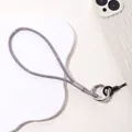 Luxury sparkling purple rhinestone phone wrist strap lanyard with secure silver metal ring - Charm / 4mm Short Diamond Chain (K467) / Purple