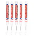 5 pieces of white long nib deep hole markers for precision marking on rough surfaces. - 5 Pcs Set / White