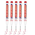 Set of 5 red long nib deep hole markers for precision engineering and DIY marking tasks - 5 Pcs Set / Red